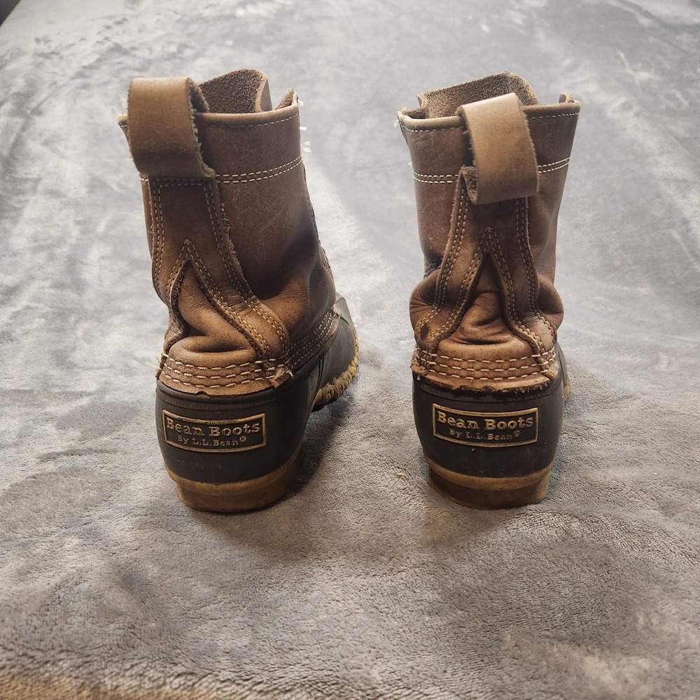 LL Bean Boots Bean Boots Womens 7 Wide Brown Leather Duck Made In Maine Vintage - Picture 5 of 10
